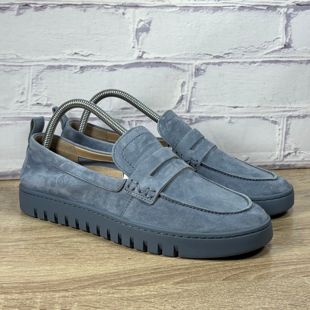 Vionic Uptown Blue Suede Slip On Shoes Women's Size 9 Wide Comfort Loafers Flats